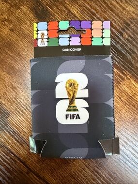 FIFA World Cup 2026 Soccer Can Cover - Black with Gold Trophy